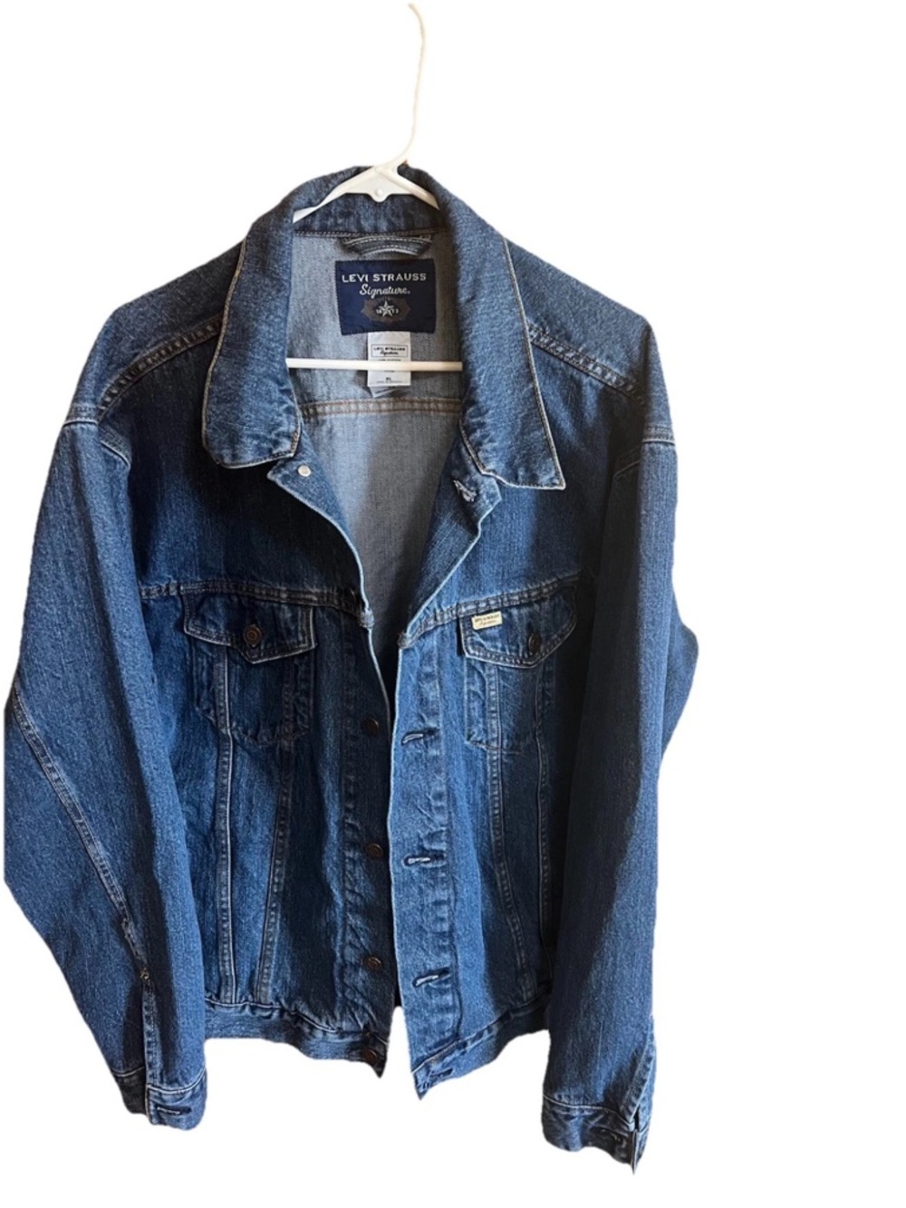 Levi Strauss Signature Trucker Jacket XL Blue Heavy Denim 2007 Near Mint